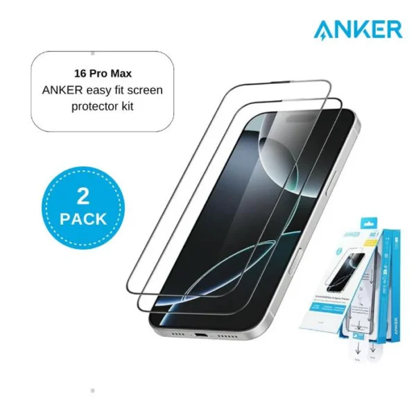 Anker Easy Fit Screen Protector - 2 Pack for iPhone 16 Serise