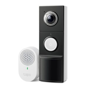 Tapo D235 Video Doorbell Camera – 2K 5MP, 180° Head-to-Toe View, Battery or Hardwired Power, Color Night Vision, AI Detection