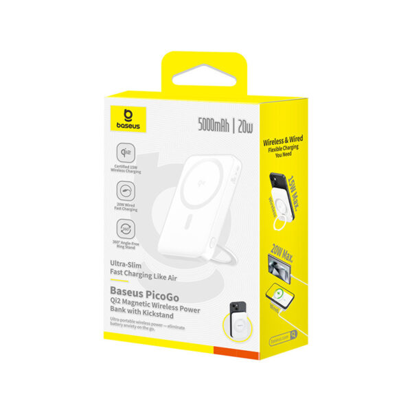 Baseus PicoGo Qi2 Magnetic Power Bank with Rotatable Stand 5000mAh 20W - Image 2