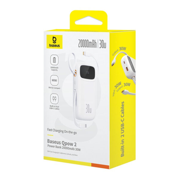 Baseus QPow 2 Digital Display Fast-Charging Power Bank with 2 Built-in Type-C Cables - Image 2