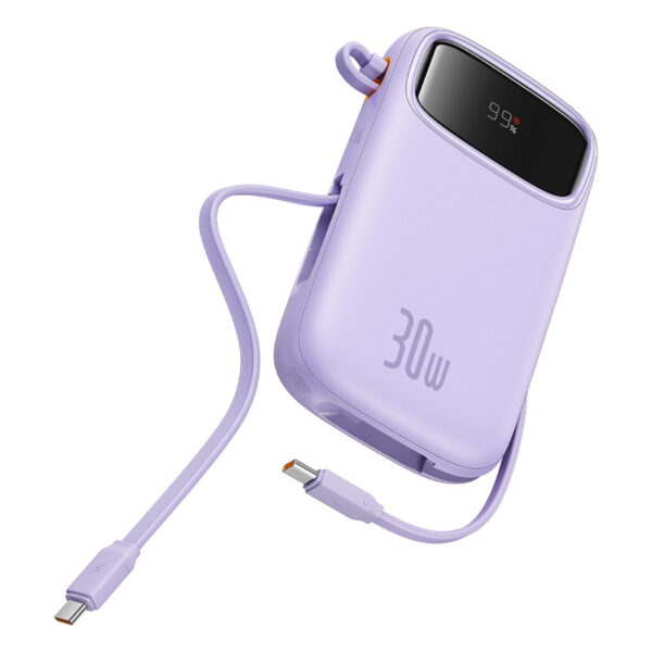 OS-Baseus QPow 2 Digital Display Fast-Charging Power Bank with 2 Built-in Type-C Cables