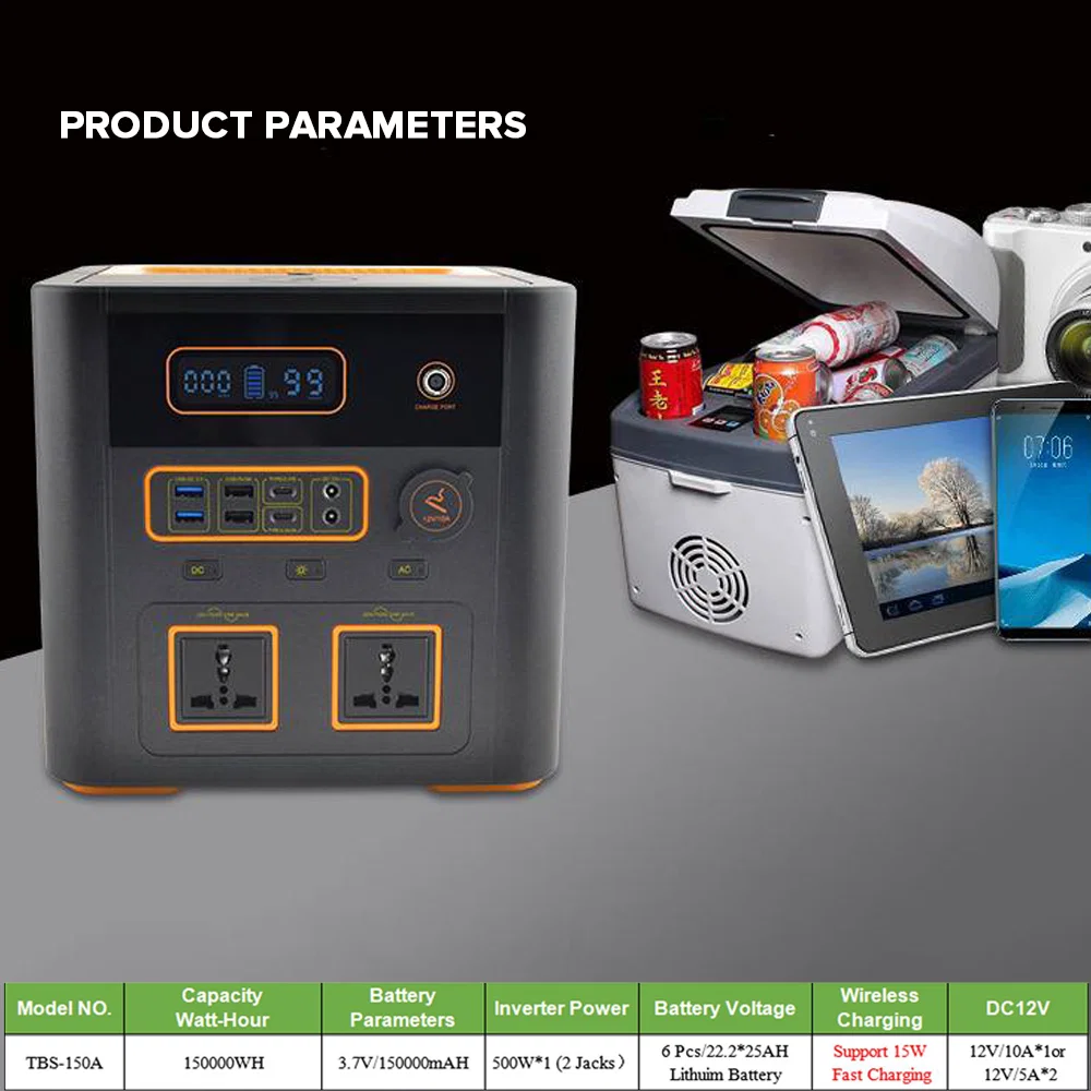 TobysTBS150APowerStationWirelessCharger150000mAhPortablePowerStationWithInverterAnd555WOutputFrequency7 | iService