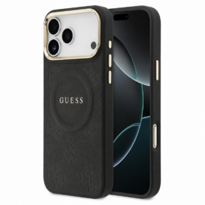 GUESS MagSafe PU Leather Case Peony Logo Gold